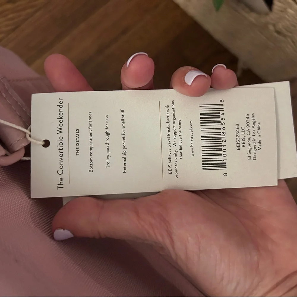 BEIS Blush Pink Convertible Weekender - Picture 3 of 16